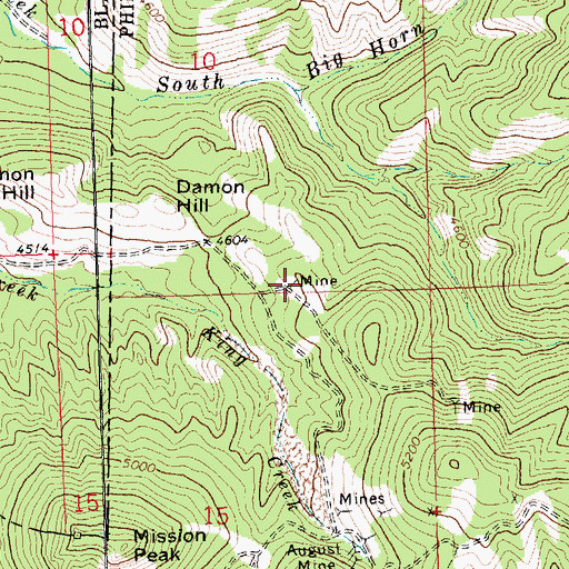 Topographic Map of Damon Hill Mine, MT