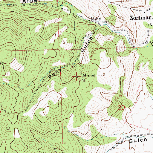 Topographic Map of Pony Gulch Mine, MT