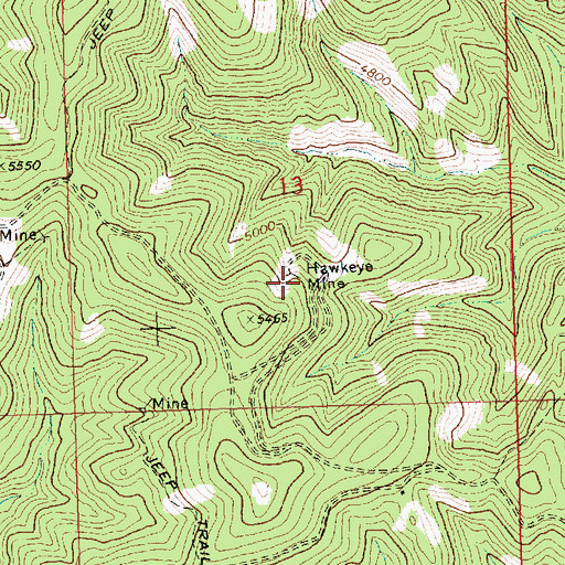 Topographic Map of Hawkeye Mine, MT