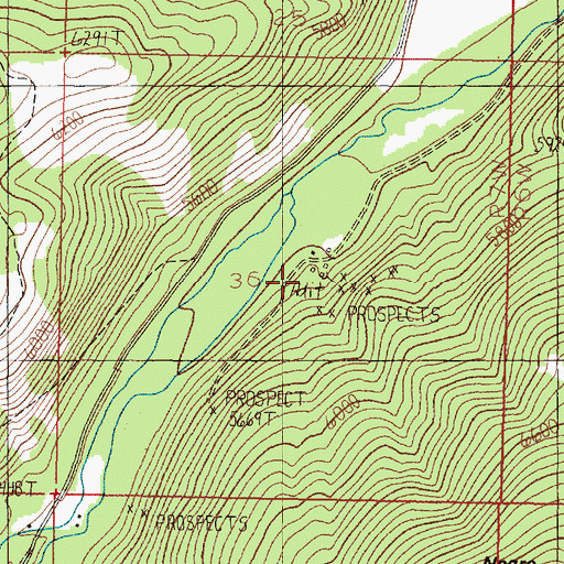 Topographic Map of Charter Oak Mine, MT