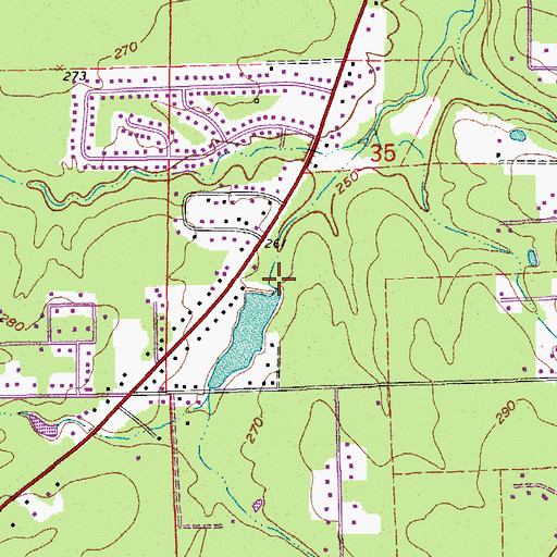 Topographic Map of Suburbia Lake Dam, AR