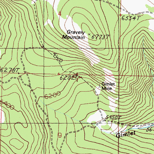 Topographic Map of Gimlet Mine, MT