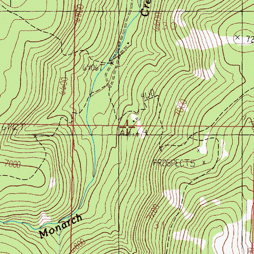 Topographic Map of Monarch Mine, MT