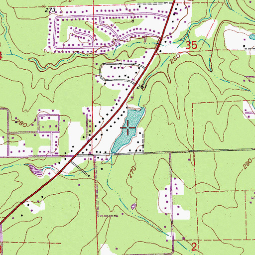 Topographic Map of Suburbia Lake, AR