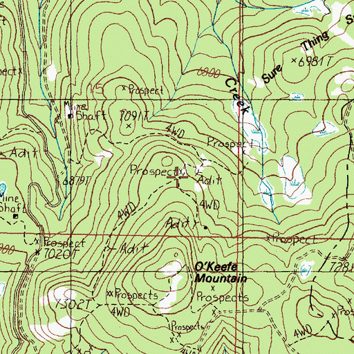 Topographic Map of Sure Thing Mine, MT