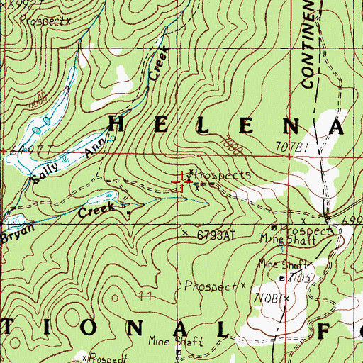 Topographic Map of Telegraph Mine, MT