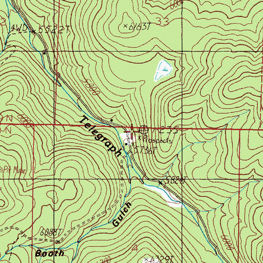 Topographic Map of Hub Camp Mine, MT