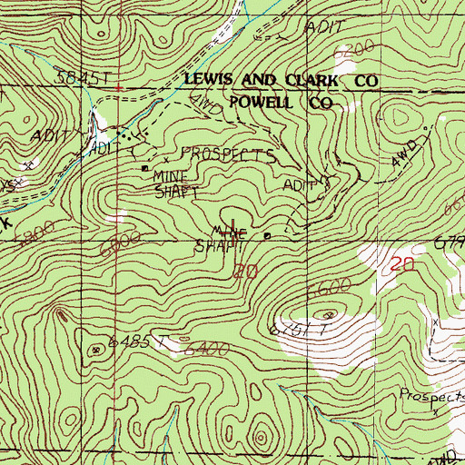 Topographic Map of SE NW Section 20 Mine, MT