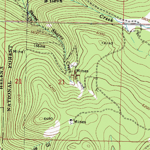 Topographic Map of Higgins Mine, MT