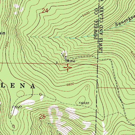 Topographic Map of SW SE Section 24 Mine, MT