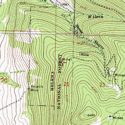 Topographic Map of Snowflake Mine, MT
