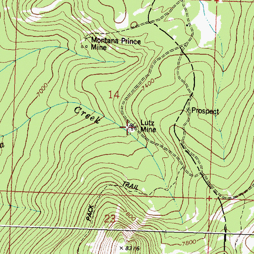 Topographic Map of Lutz Mine, MT