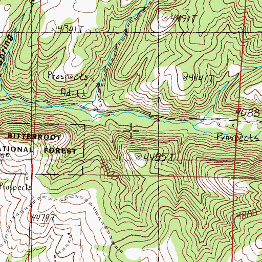 Topographic Map of Eight Mile Creek Placer Mine, MT