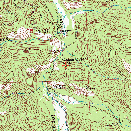 Topographic Map of Copper Queen Mine, MT