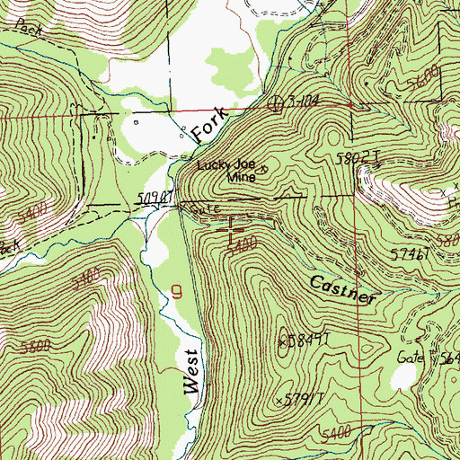 Topographic Map of Lucky Joe Mine, MT