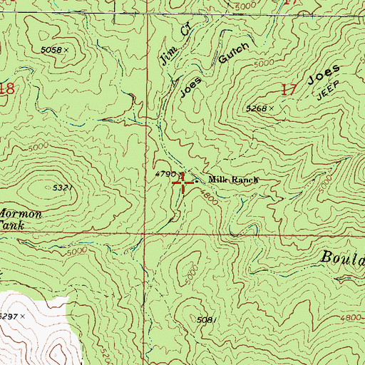 Topographic Map of Milk Ranch, AZ