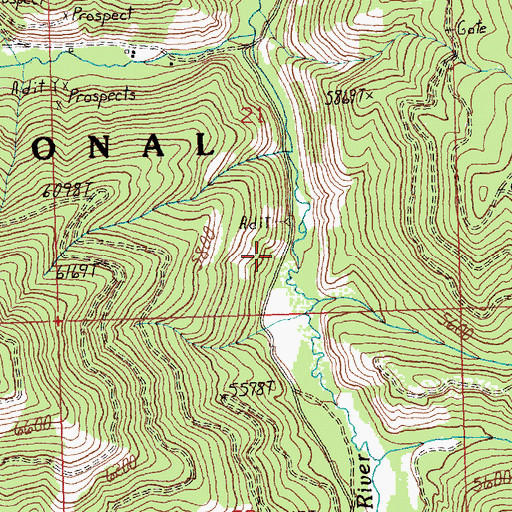 Topographic Map of SW SE Section 21 Mine, MT