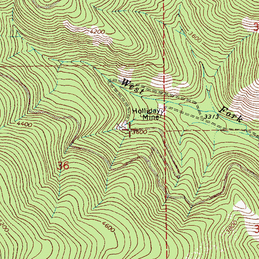 Topographic Map of Holliday Mine, MT