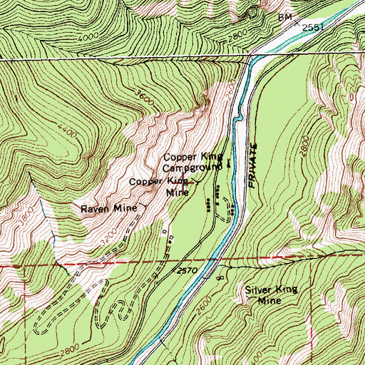 Topographic Map of Copper King Mine, MT