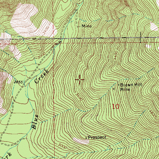 Topographic Map of Blue Creek Mine, MT