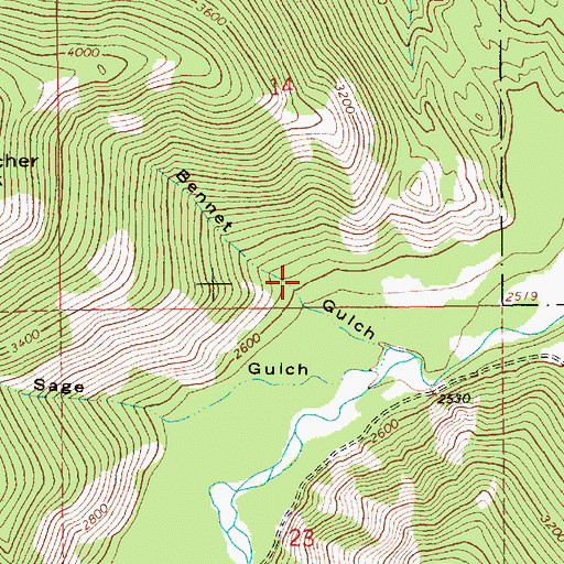 Topographic Map of Bennet Gulch Mine, MT