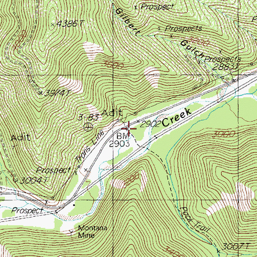 Topographic Map of Lower Schwark Mine, MT
