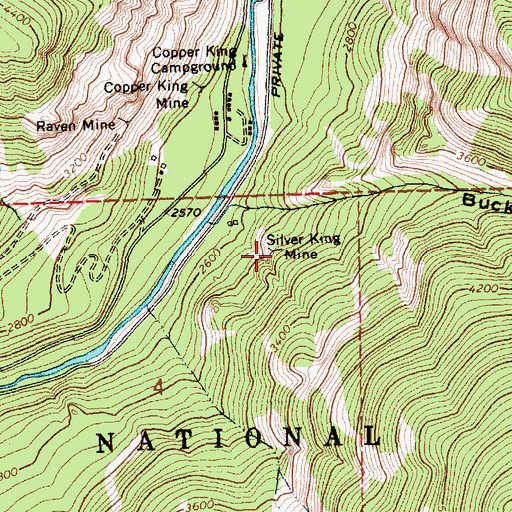 Topographic Map of Silver King Mine, MT