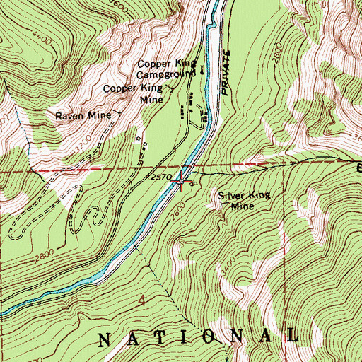 Topographic Map of Lower Silver King Mine, MT