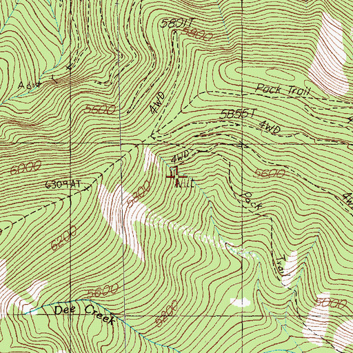 Topographic Map of Upper Dee Creek Mine, MT