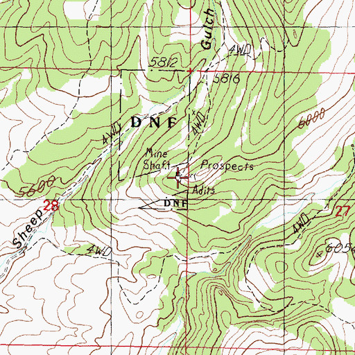Topographic Map of Tuxedo Mine, MT