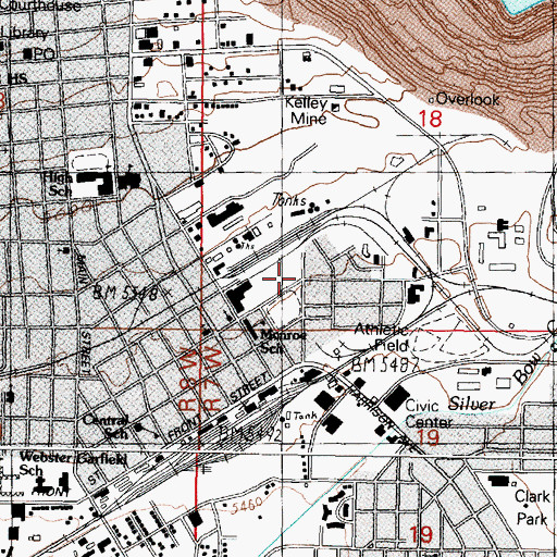 Topographic Map of Green Copper Mine, MT