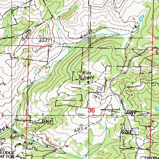 Topographic Map of NE NW Section 36 Mine, MT