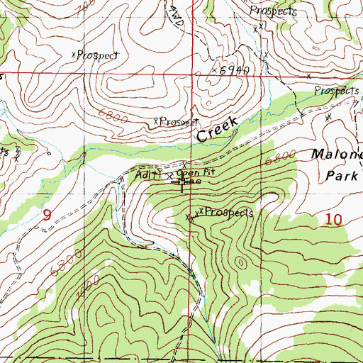 Topographic Map of SE NE Section 9 Mine, MT
