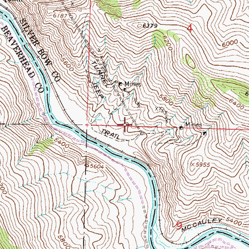 Topographic Map of Maiden Rock Mine, MT