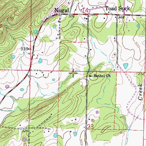 Topographic Map of Ouachita Creek Watershed Site Three Reservoir, AR