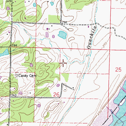 Topographic Map of Ouachita Creek Watershed Site Two Dam, AR