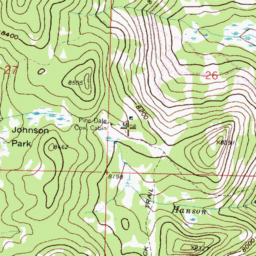 Topographic Map of Pine Dale Mine, MT