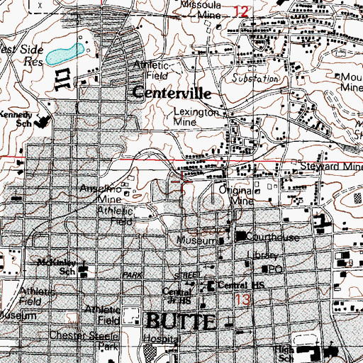 Topographic Map of West Gagnon Mine, MT