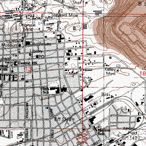 Topographic Map of Syndicate Shaft, MT