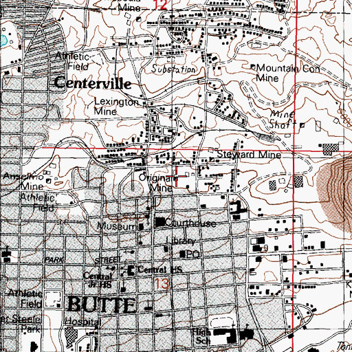 Topographic Map of Original Mine, MT