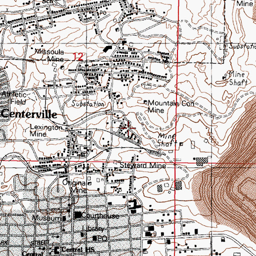 Topographic Map of Little Mina Mine, MT
