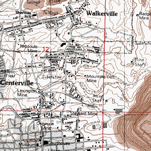 Topographic Map of Mountain Consolidated Number 1 Mine, MT