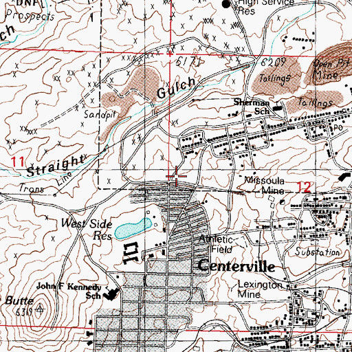 Topographic Map of Eveline Mine, MT