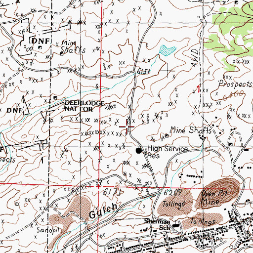 Topographic Map of Glengarry Mine, MT