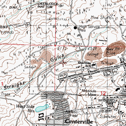 Topographic Map of Rising Star Number 1 Mine, MT