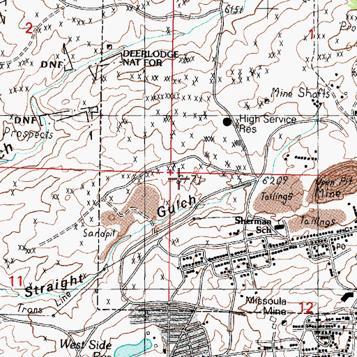 Topographic Map of Goldsmith Mine, MT