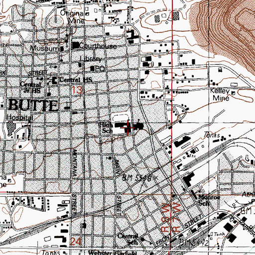 Topographic Map of Mary Louise Number 2 Mine, MT