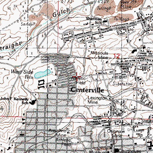 Topographic Map of Missoula Number 2 Mine, MT