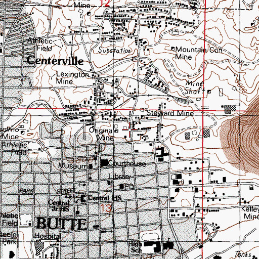 Topographic Map of 21 East Gagnon Street Mine, MT