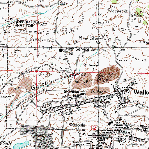 Topographic Map of 1706 North Main Street Mine, MT